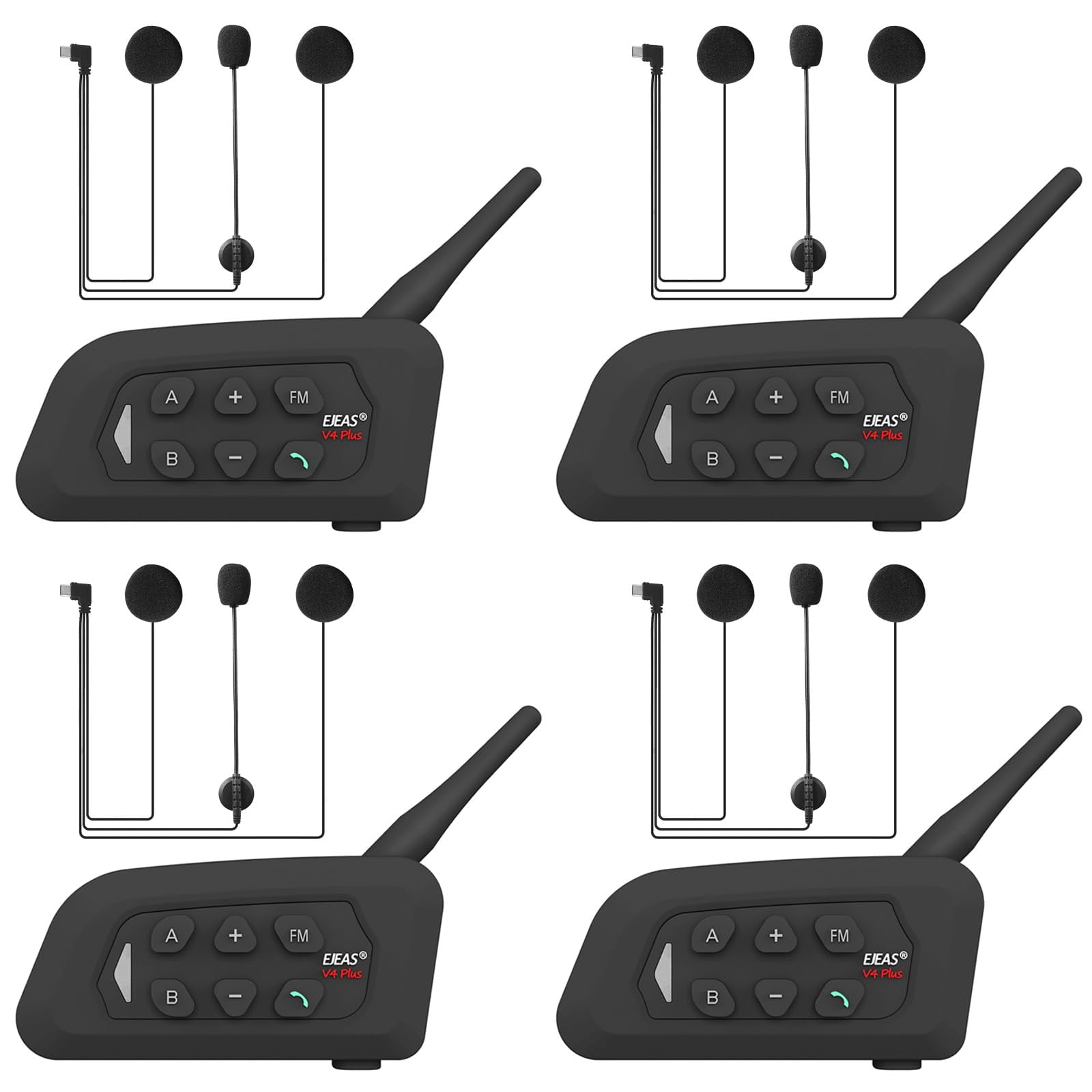 Auriculares Bluetooth Con Intercomunicación Para Casco De Motocicleta Gairen V4 Plus