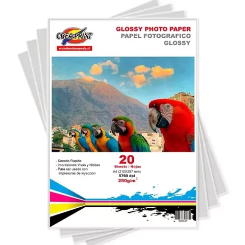 Creaprint - Papel Fotografico 20 Hojas A4 Premium Brillante 250 Grs