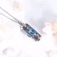 thumbnail image 3 of Collar relicario cenizas o recuerdos cilindrico vintage cristal azul, 3 of 3
