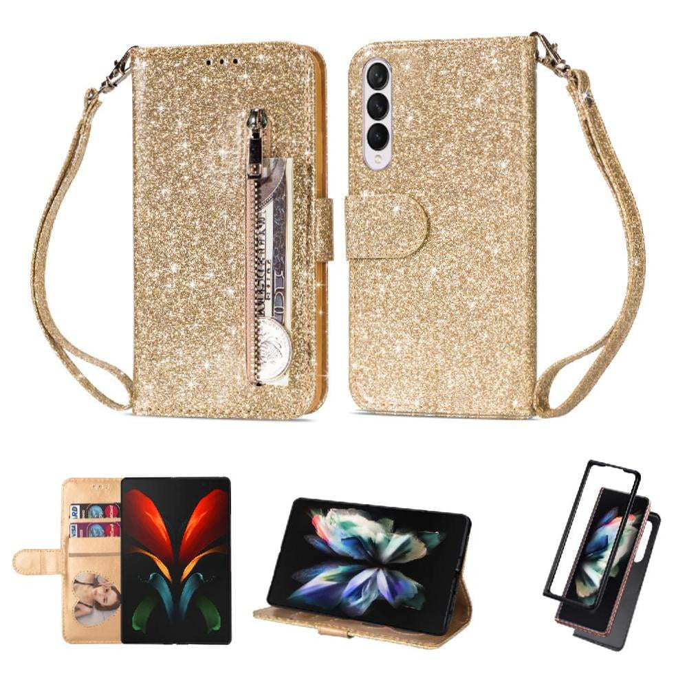Funda Para Foxdock Elegante Funda Samsung Galaxy Z Fold4 Glitter Con Cremallera-ideal Para El Uso Diario