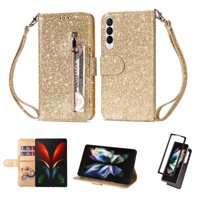 Funda Para Foxdock Elegante Funda Samsung Galaxy Z Fold4 Glitter Con Cremallera-Ideal Para El Uso Diario