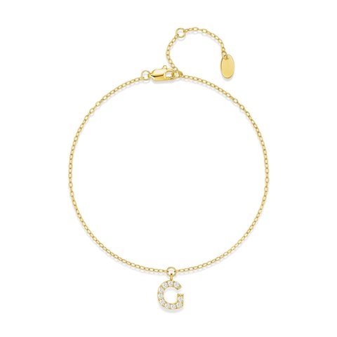Pulsera Heshpaws S925 Sterling Silver Inicial A-Z Dorada
