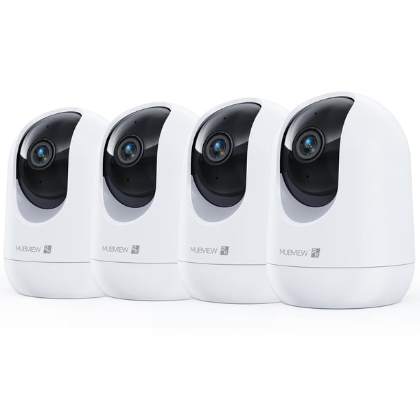 Cámara de seguridad MUBVIEW Pet 2K 24/7 WiFi con aplicación de teléfono, paquete de 4