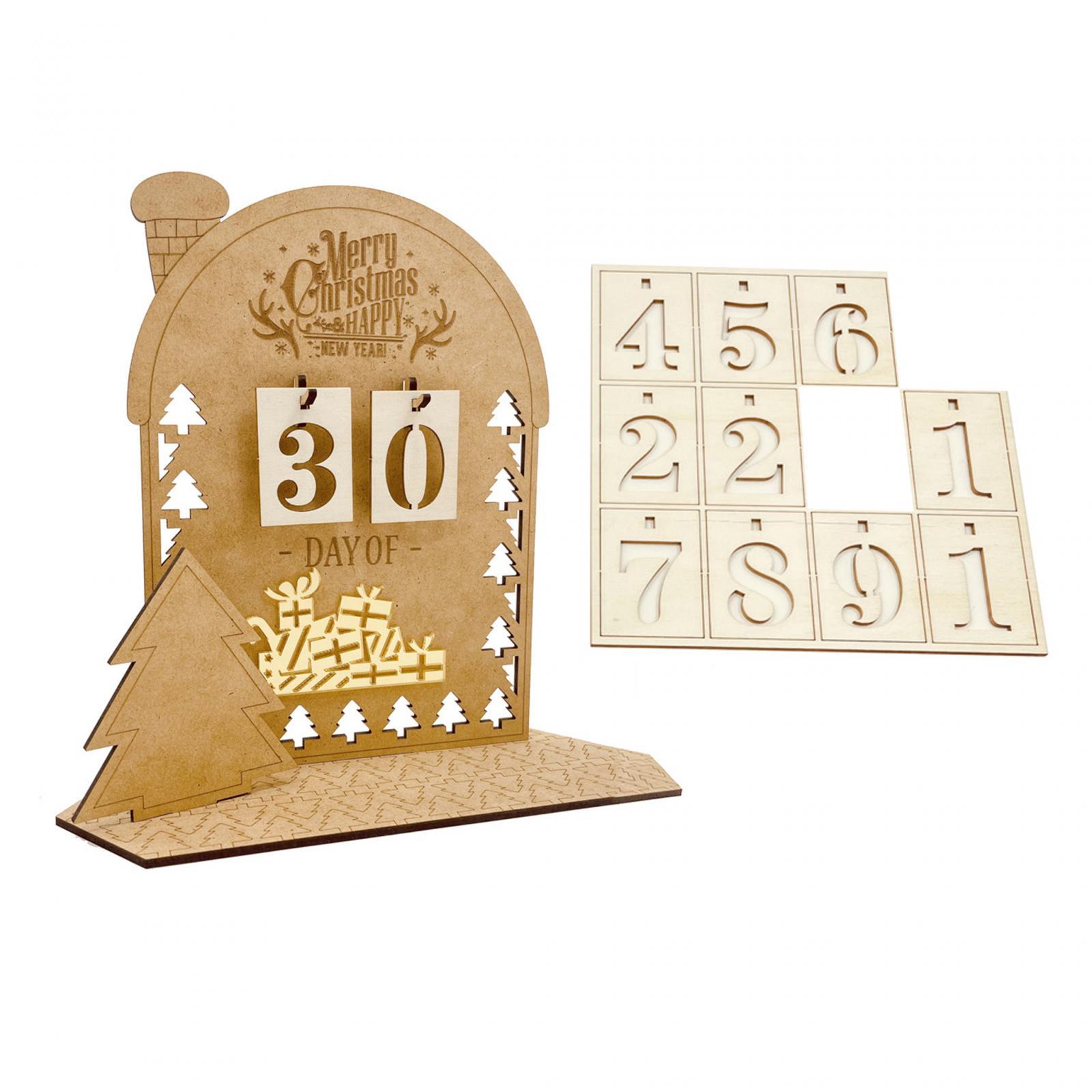 Bothyi - Navidad De Madera Diy Calendario De Adviento Ornamento Hogar Aula Decoración De Mesa Estilo A