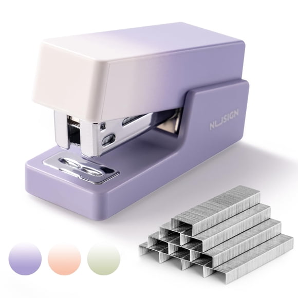 Engrapadora mini NUSIGN con capacidad para 25 hojas, morado y blanco