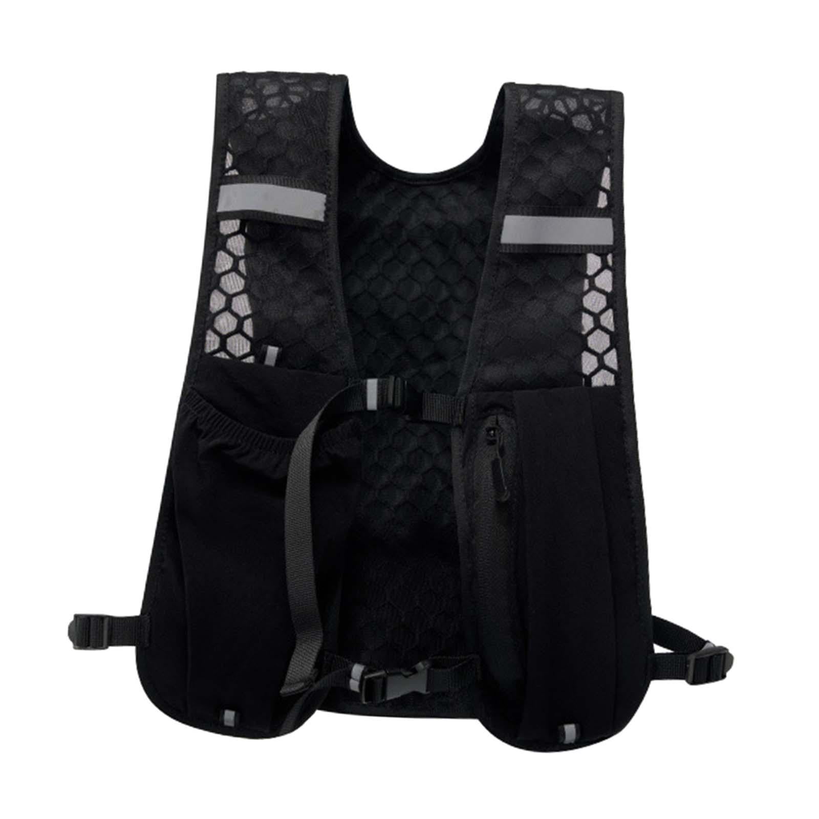 Magideal - Hidratación Chaleco Mochila Deportiva Ligera Con Compartimento Para Botella Y Bolsillo Para Teléfono Nylon Resistente Con Tiras Reflectantes Adecuado Negro