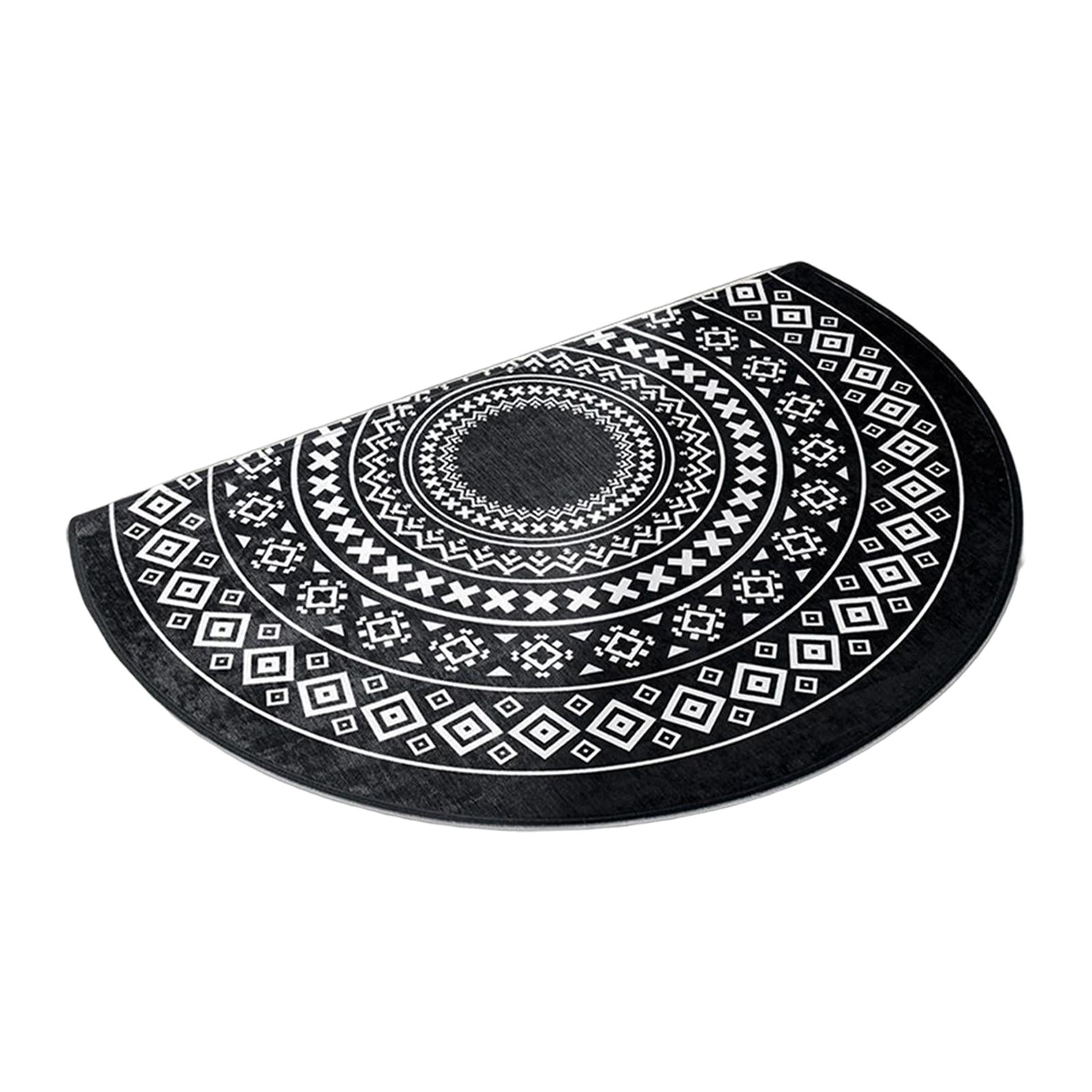 Magideal - Alfombrillas Antideslizantes De Medio Círculo Para Puerta, Alfombras De Baño De Secado Rápido, Alfombrilla De Puerta De Entrada Interior Semiredonda , Negro Blanco 60x90cm Blanco Negro 60x90cm