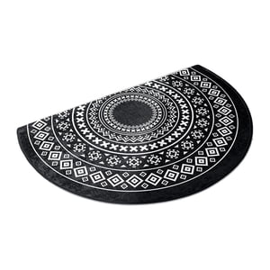 Magideal - Alfombrillas Antideslizantes De Medio Círculo Para Puerta, Alfombras De Baño De Secado Rápido, Alfombrilla De Puerta De Entrada Interior Semiredonda , Negro Blanco 60X90Cm Blanco Negro 60X90Cm
