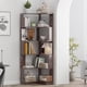 thumbnail image 2 of 6 Tier Freestanding L-Shaped Corner Bookshelf For Living Room, Bedroom, Wooden Bookcase with anti-drop panle and anti tipping device, Display shelf Open storage rack Organizer for Home Office DARK RED, 2 of 3