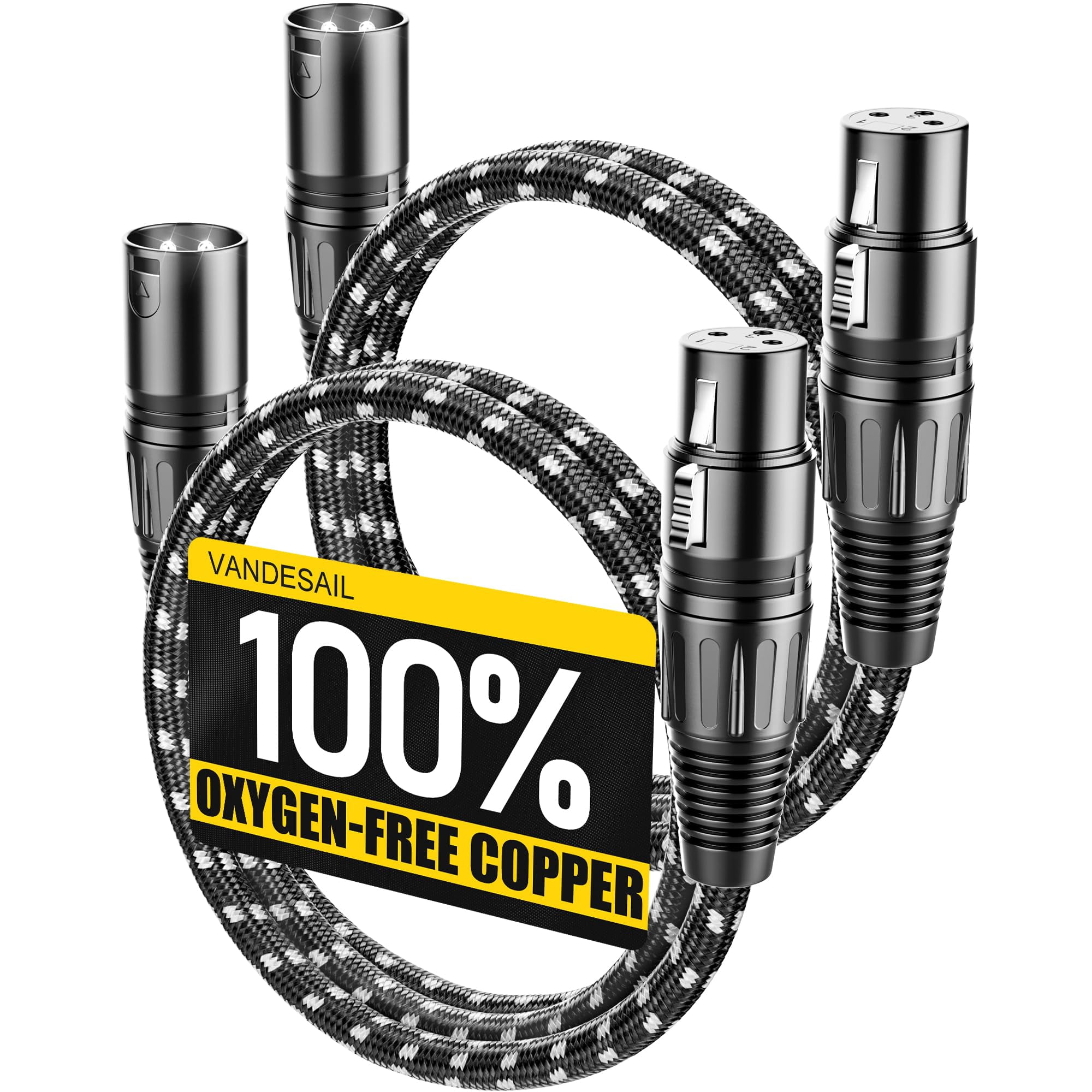 Cable De Micrófono Xlr Cables Vandesail De 0,9 M, Paquete De 2 Unidades, Macho A Hembra