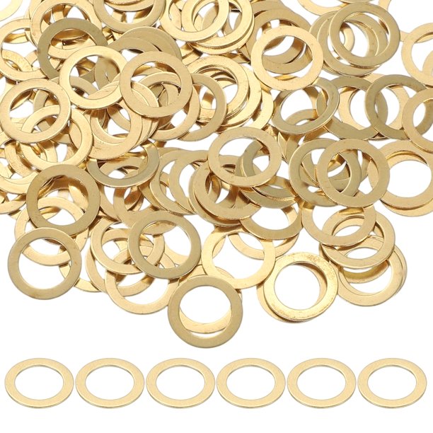 Juego de Arandelas de Latón M8 x 12mm, 150 Piezas de Arandelas Planas de Bronce para Tornillos y Pernos para Fábricas, Proyectos en Casa y al Aire Libre (0.5mm de Espesor)