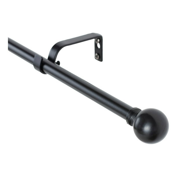 Set Simple De Barra Para Cortina Extensible 70-120 Cm De Metal Diámetro 13/16 Mm Soporte De Muro Terminal Bola Color Negro
