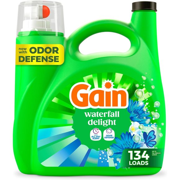 Gain Liquid Laundry Detergent with Odor Defense, Waterfall Delight