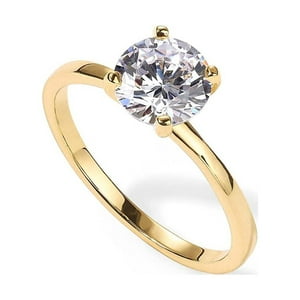 Anillo Paris Jewelry 18K Yellow Gold 4Ct Created White Sapphire Round Compromiso Boda Tallas 5-10