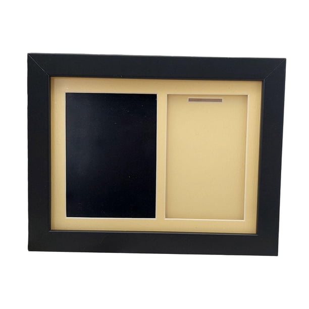 Vitrina de madera para medallas, soporte para fotos, accesorio de almacenamiento y recuerdo para todos los deportes, multifuncional, 18 x 23 cm con so Marco negro