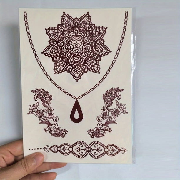 1 sheet Waterproof and Sweatproof Temporary Tattoo Sticker for Women - Lace Hollow Pattern Design