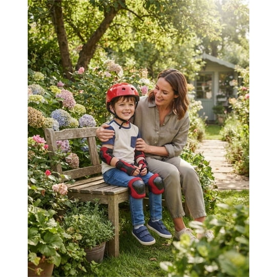Mylhogar - Kit De Proteccion Infantil Casco Rodilleras Coderas Y Muniqueras