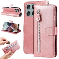 Gangxun - Funda Con Cremallera Para Motorola Moto G56, Carcasa Cartera De Cuero Pu Con Soporte Y Tarjetero