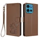 thumbnail image 1 of Funda Volteable con Diseño de Gato para Motorola MOTO G75 5G, Marrón, 1 of 6