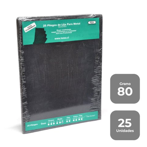 Lija Tela - Metal - (Pack 25) Grano 80 - Isesa