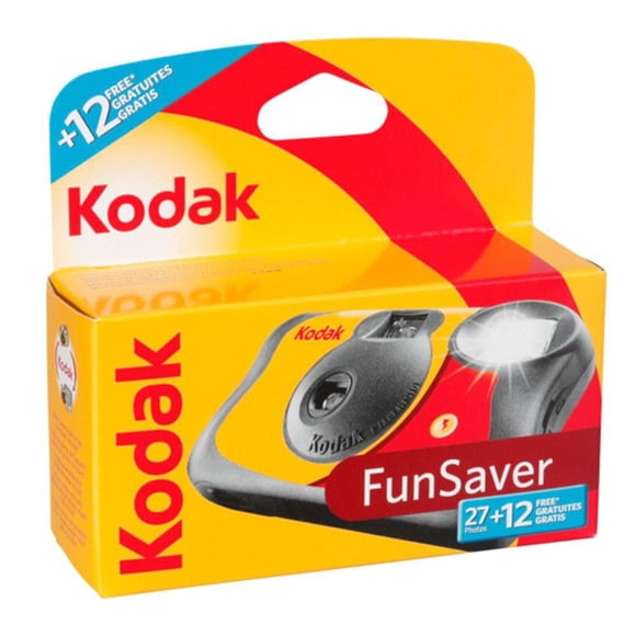 Cámara Kodak Fun Saver de un solo uso con flash (amarillo/rojo)