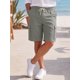 thumbnail image 4 of INSPIRE CHIC Pantalones Cortos de Lino para Hombre de Verano con Cintura de Cordón, Ajuste Relajado, Bolsillos de Carga, Playa, Talla S, Gris Oscuro, 4 of 5