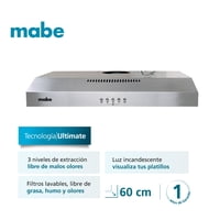 Campana De Pared 60Cm Extractora Cm6045Xv0 Mabe