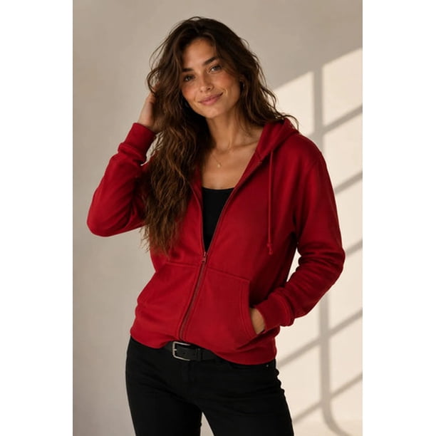 Poleron Con Cierre De 500g Canguro Basico 70/30 Unisex Xl-xxl Rojo Lisa