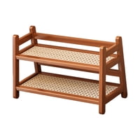 Bothyi - Estante De Exhibición De Tazas De Agua, Estante De Especias De 2 Niveles Para Decoración Del Hogar Y La Oficina, Marrón