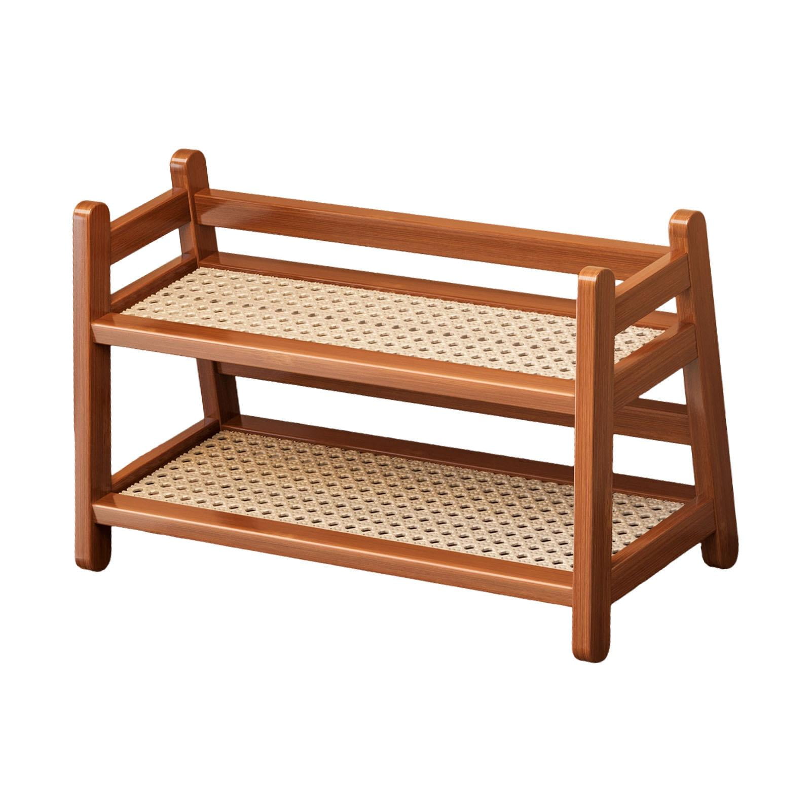 Bothyi - Estante De Exhibición De Tazas De Agua, Estante De Especias De 2 Niveles Para Decoración Del Hogar Y La Oficina, Marrón