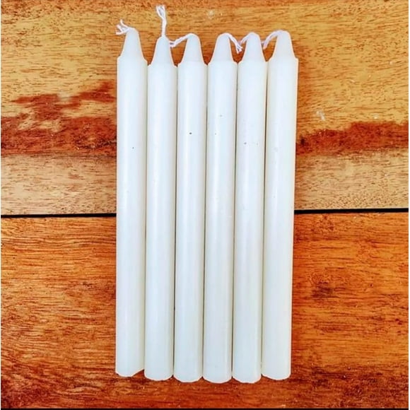6 Velas Largas Blancas 20cm 6 Horas