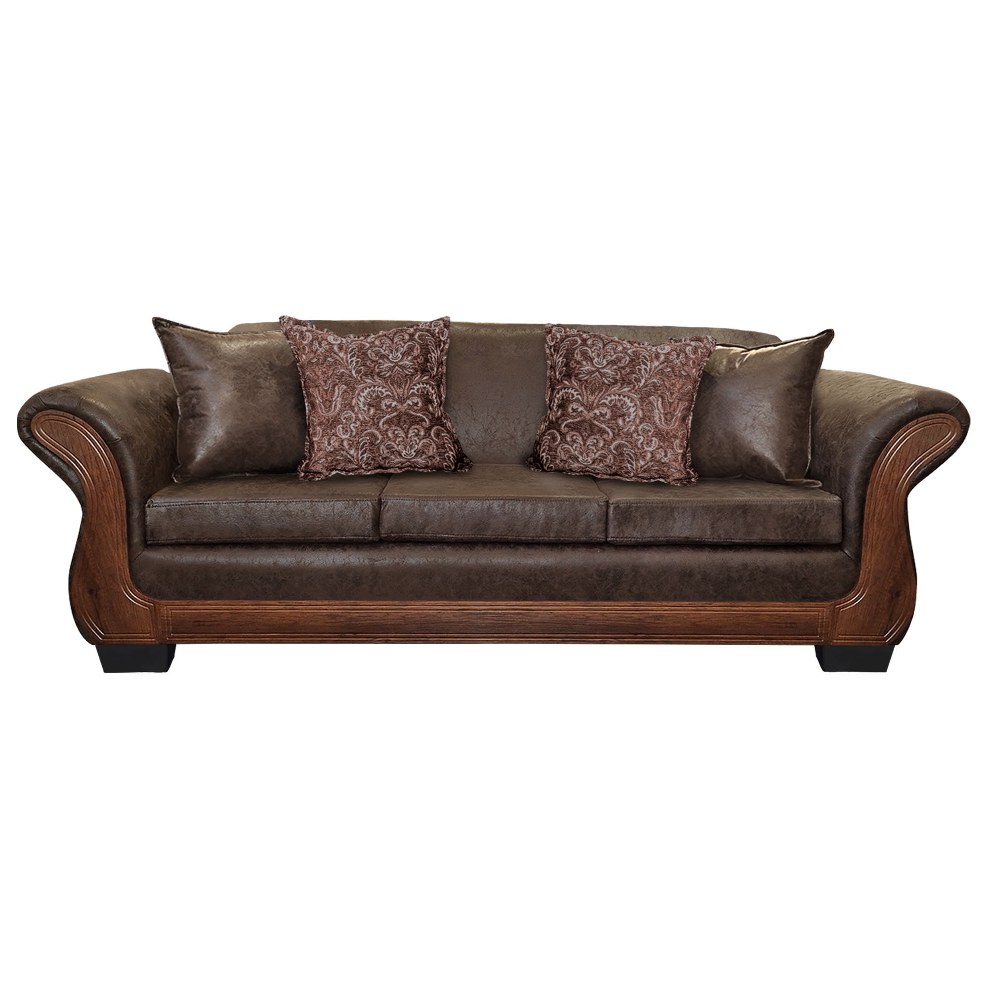 América Decora - Sofá Con Resorte Estructural 4 Personas Finis Envejecido Café Oscuro X