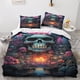 thumbnail image 2 of Juego De Ropa De Cama Con Calaveras Y Flores Funda Nórdica Para Impresión 3d 3 Piezas Suave Y Transpirable Funda De Edredón Con Esqueleto Malvado Y Fundas De Almohada, 2 of 3