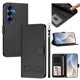 thumbnail image 1 of Funda de Cuero Tipo Billetera para Samsung Galaxy S25 FE 5G 6.7", con Tarjetero, Correa para Muñeca, Soporte a Prueba de Golpes con Relieve de Patrón Feliz, Funda para Teléfono, Negro, para Galaxy, 1 of 8