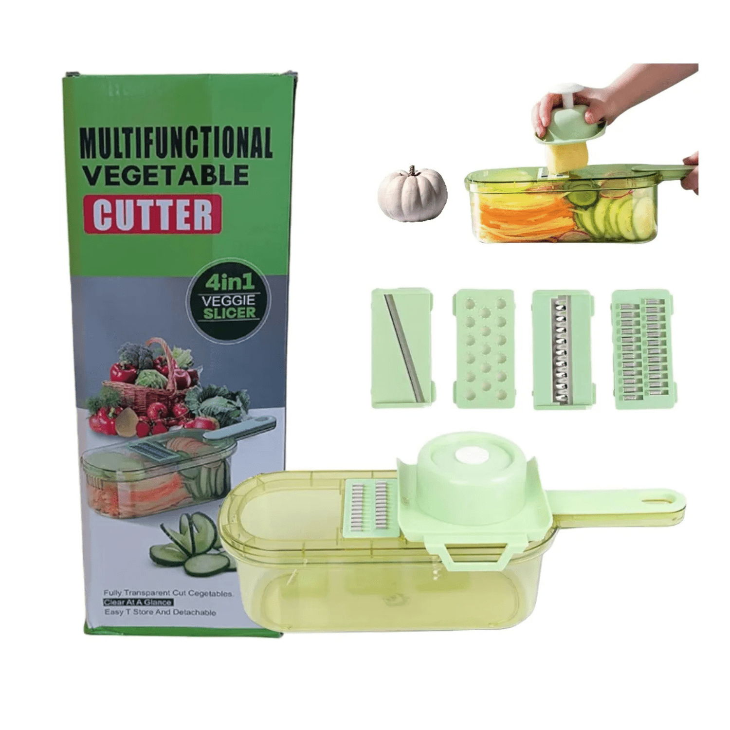 Genérico - Mandolina Picador Cortador Rallador De Verduras 4 En 1 Verde