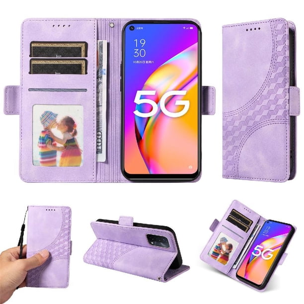 Carcasa FOXDOCK OPPO A74 5G de cuero PU, diseño acolchado clásico, protección contra caídas y rayones