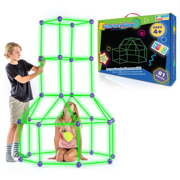 Kit de construcción de fortalezas Power Your Fun Forts Glow, paquete de 81