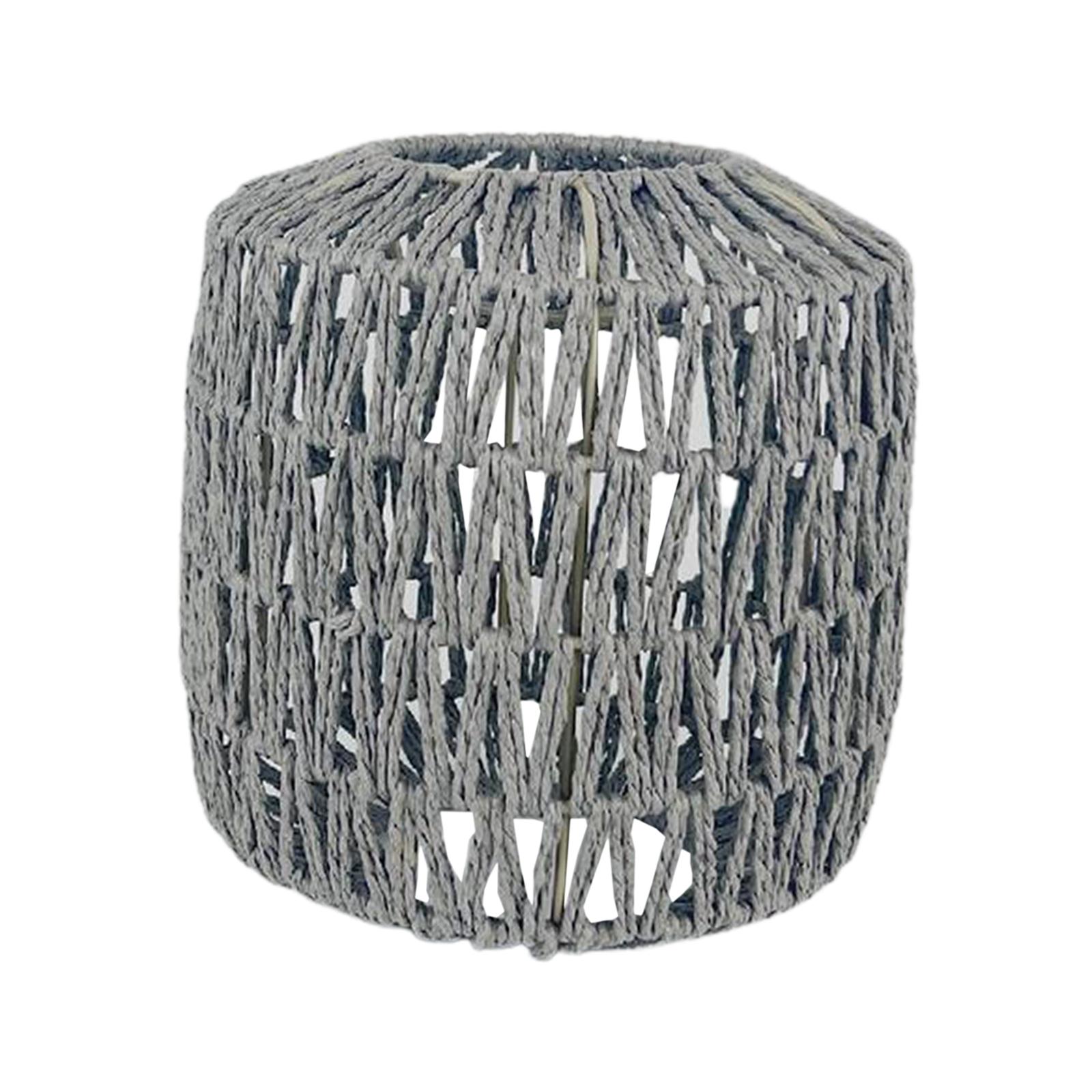 Magideal - Lámpara Colgante Tejida, Cuerda De Sombra, Tejido De Ratán, Cubierta De Araña Retro Para Sala De Estar, Dormitorio, Hotel, Restaurante , Gris B