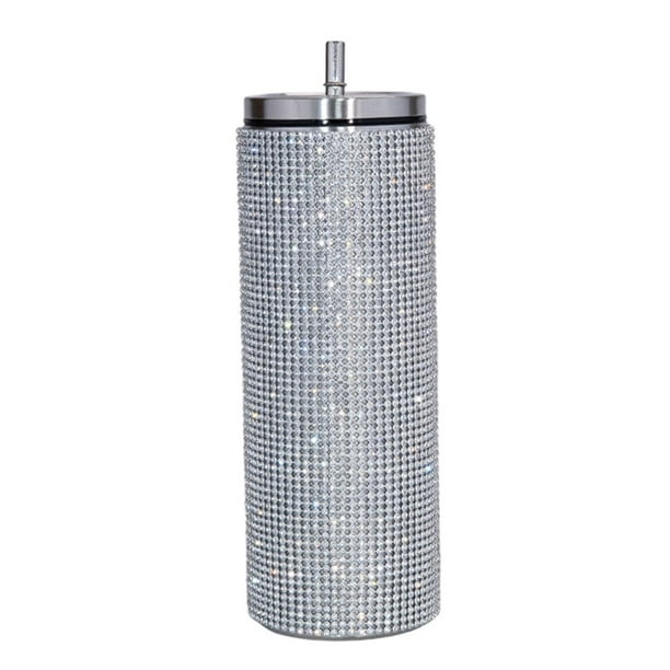 Vasos Con Aislamiento De Diamante Bling A Prueba De Herrumbre Para Compras En Interiores Y Exteriores Plateado