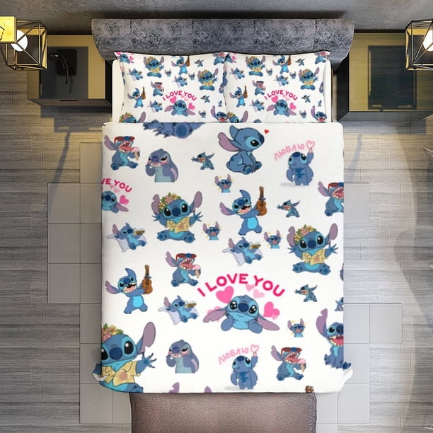 Stitch I Love You1 3 Pieces Duvet Cover Set Full Size Super Soft Fade Resistant Microfiber