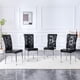 thumbnail image 1 of Set of 4,Retro alligator skin Upholstered dining chairs,with Crystal buckle design and Faux Leather design,a touch of elegance and mystery to the dining area,Electroplated metal legs, 1 of 3