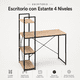 thumbnail image 5 of Escritorio con Estante 4 Niveles para Home Office, Estudio u Oficina, Diseño Industrial Madera y Negro, 5 of 8