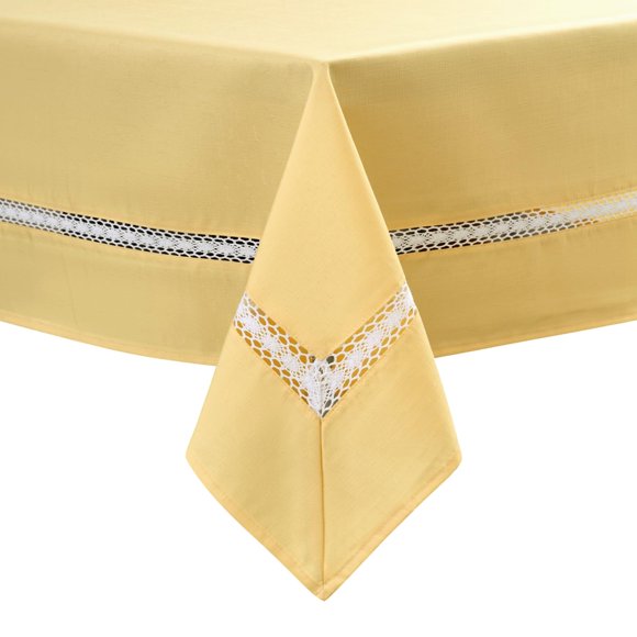 Mantel EHouseHome 152x305 cm Amarillo con Encaje Impermeable