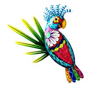 Bothyi - Metal Loro Pared Arte Decoración 3D Pared Arte Esculturas Para Valla Exterior Interior Amarillo