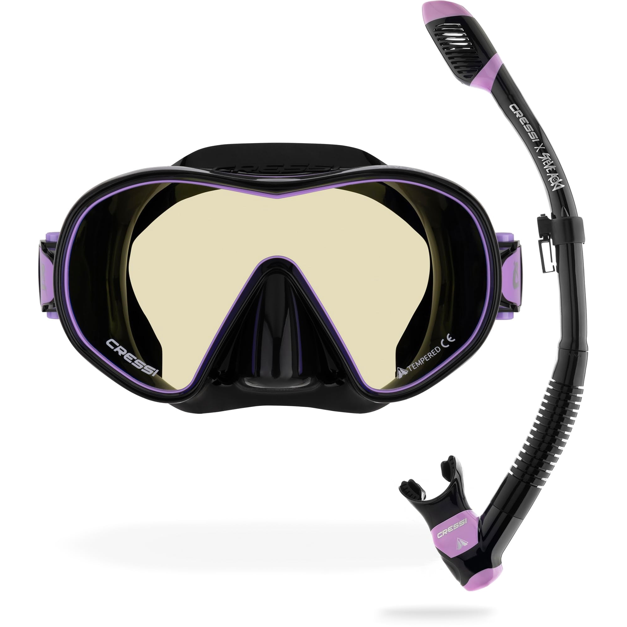 Kit De Esnórquel Cressi F-dual Y Supernova Dry Black/lilac 380