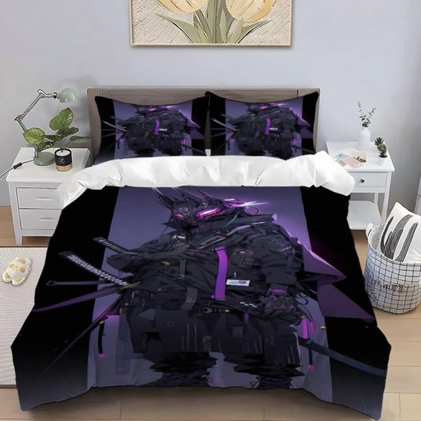 3pcs Cyber Samurai Digital Print Bedding Set | High Density Polyester Soft Skin-Friendly