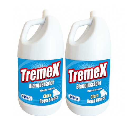 Pack 2 Tremex Blanqueador Cloro Ropa Blanca 4000Cc