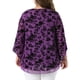 thumbnail image 5 of GRACE & GRANDEUR Blusa de Malla con Cuello en V para Mujer de Talla Grande, Capa Doble Fluyente, Manga 3/4, Talla 1X, Púrpura, 5 of 8