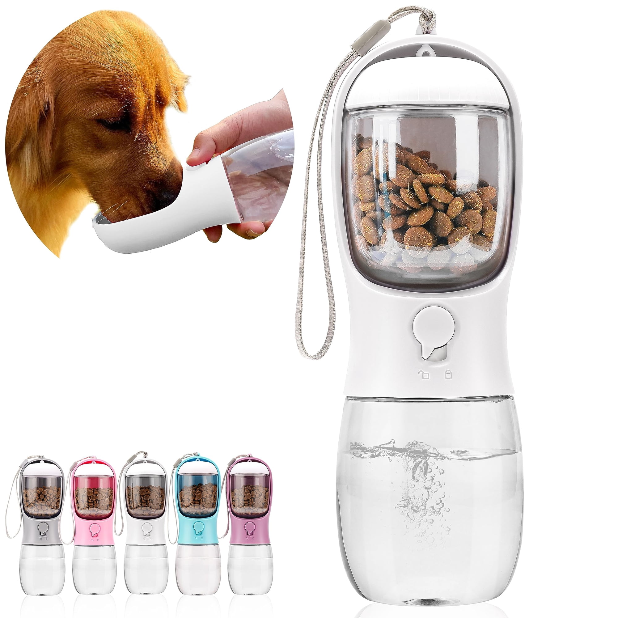 Botella De Agua Para Perros Avelora Con Recipiente De Comida 300 Ml/450 Ml/550 Ml