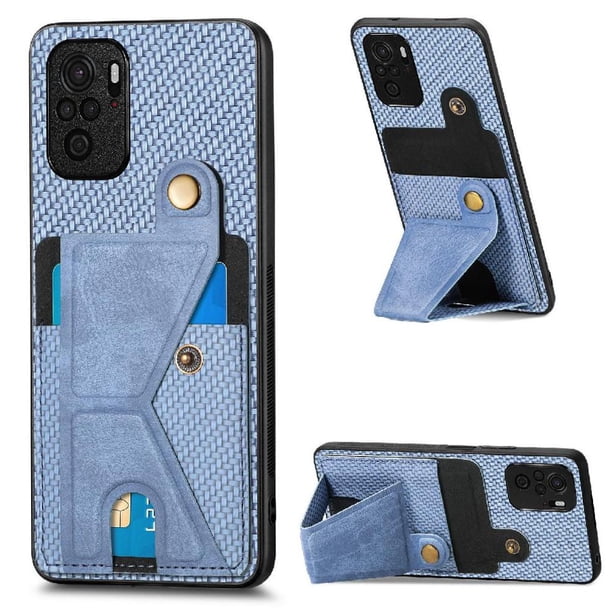 Funda Resistente para Xiaomi Redmi Note 10 4G con Tarjetero y Soporte, Diseño Magnético Azul